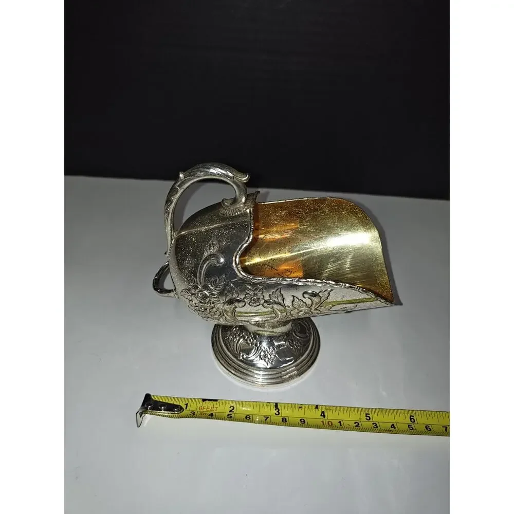 Raimond Sterling Silver Plated Sugar Scuttle Vintage Flower Botanical Designs